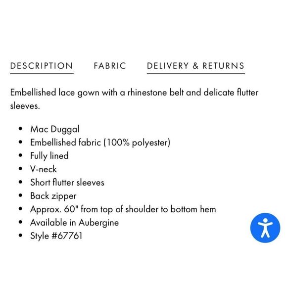 Mac Duggal NWT size 22W Embellished Flutter Sleeve Evening Gown (Plus) style 677 - Picture 4 of 7